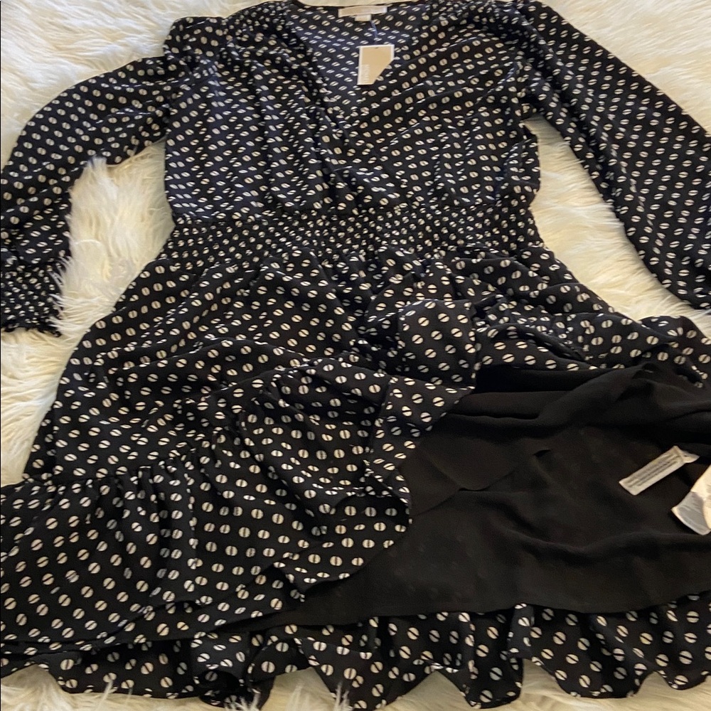Michael Kors Black and White Patterned Long Sleeve Dress size XL brand new - Picture 9 of 10
